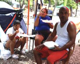 Survivors enjoy hot meals