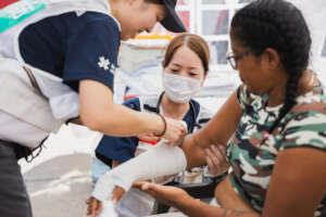 Peace Winds team treats earthquake survivor