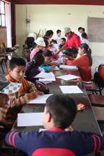 Young artists working in the studio