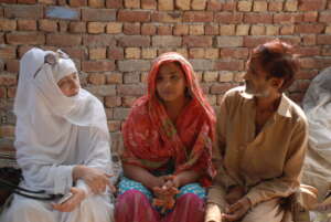 chairperson talikng with parents