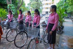 Bicycle donation to college students.