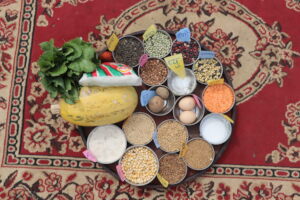 Local ingredients with nutritious food items demo