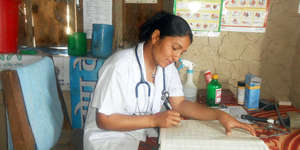 Health staff in clinic of Maila village