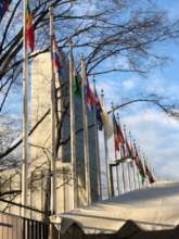 UN Building with flags NYC