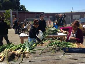 Students taking onions home to their families!