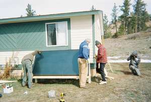 A team effort to install the new heater!