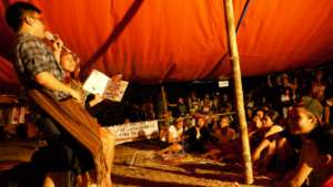 A storytelling session for the children