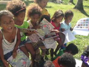 The children with their new books