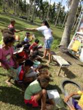 Giving away books in Casiguran