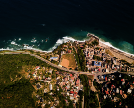 Aerial view of the coastal community of Anare
