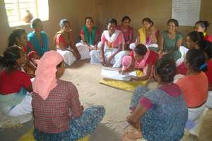 Making notes on group discussion in training