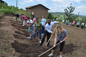 American students working alongside Ntenyo youths