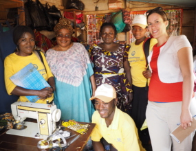 Board officer Julia Smith with staff and clients