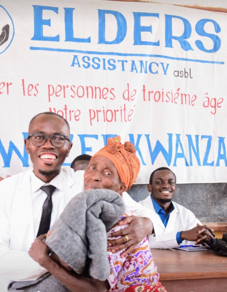 Warm Elderly People in Bukavu With Blankets