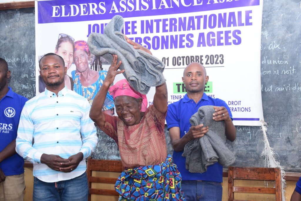 Warm Elderly People in Bukavu With Blankets