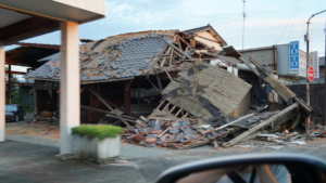 House collapsed by the earthquake