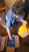 Fausta frm Lithuania,volunteer packs sanitary pad