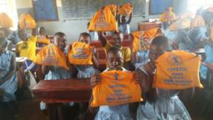 Pupils showing up sanitary pad kits with in, pads