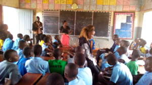 Joy  interacting with some of the young people.