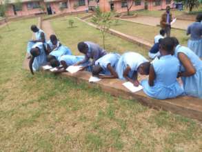 Our volunteer with pupils