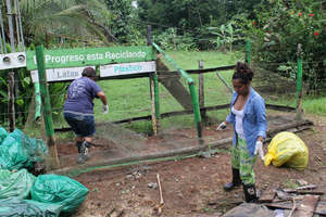 Turtle Volunteers working at the recycling center