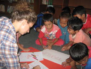 Children create Happy New Year cards