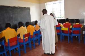 Students in the new computer lab