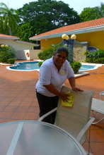 Odalis cleaning Pool Chairs!
