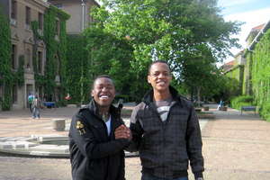 Simphiwe (left) and his roommate on the UCT campus