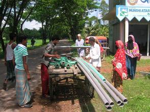 Tube well parts waiting to be distributed