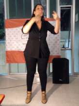 Sign language interpreter at the book presentation