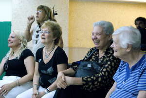 Deaf women enjoying during the film set