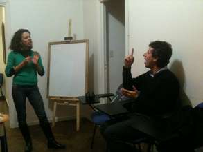 LSA interpreter with deaf reader