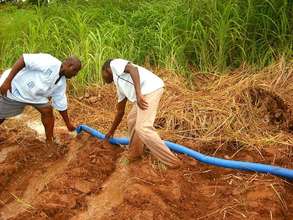 Irrigating the farm using the hose