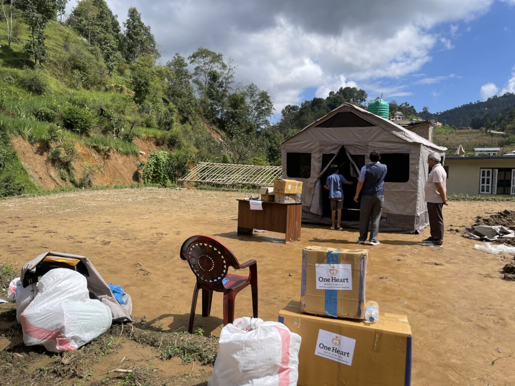 A temporary health facility after the floods
