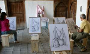 First drawing class held on Skenduli balcony