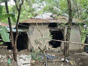 Damaged house during disaster