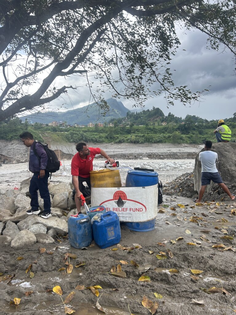 FRF prepping jerricans to refuel Trishuli hospital