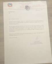 Letter from Dhunche Hospital thanking FRF