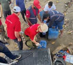 FRF Volunteer pumping fuel for Trishuli Hospital