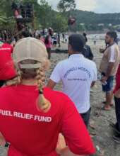 FRF Team at the river moving fuel on zipline