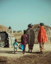 Displaced family in a temporal shelter