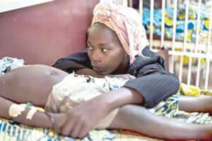 Sick child and her mom in local hospital