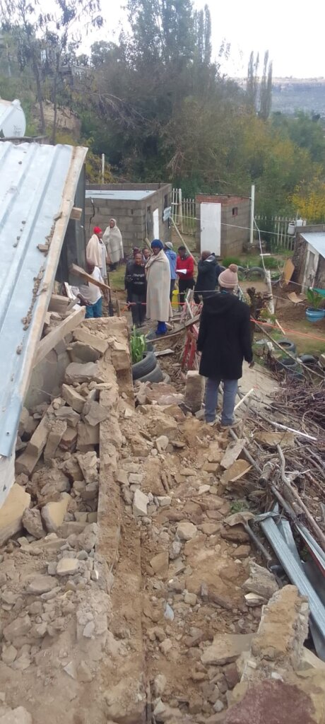 Houses destroyed by the floods