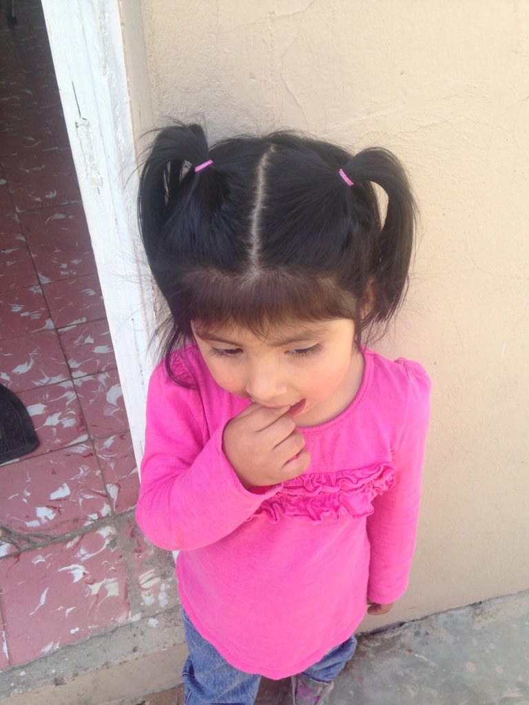 Pretty in pink with pigtails