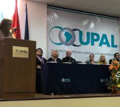 Speaker at Bolivian Univ. ceremony with S. Kemper