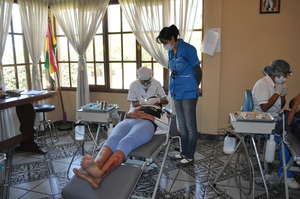 Portable dental equipment set up at Center
