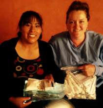 Dental University student Sonja receiving supplies