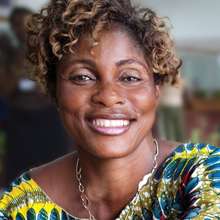 Annie Nyangomba at the bank