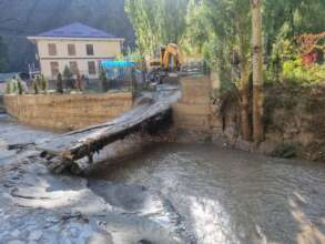 Local bridge destroyed as a result of disaster